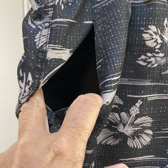 OP Mens Black Silver Gray Palm Trees Swim Trunks Shorts Lined Size XL 40-42 - Picture 2 of 12